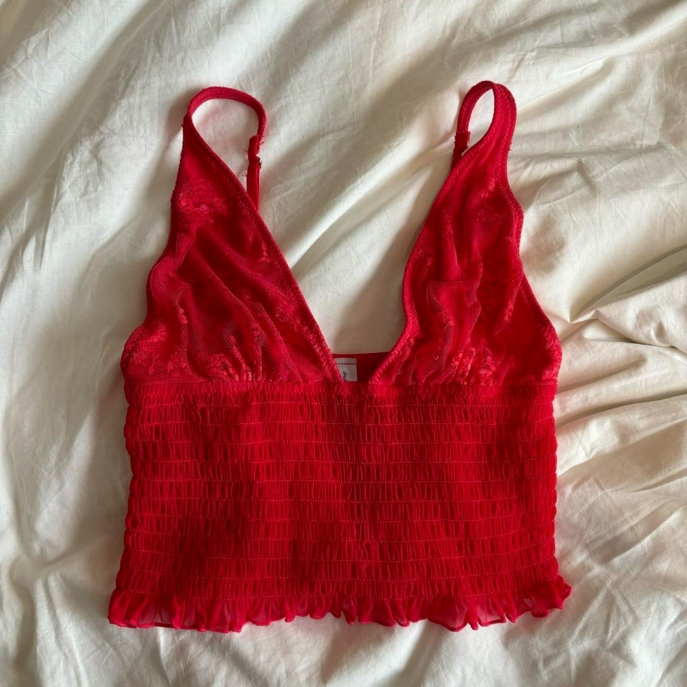 Out From Under Firecracker Smocked Crop top